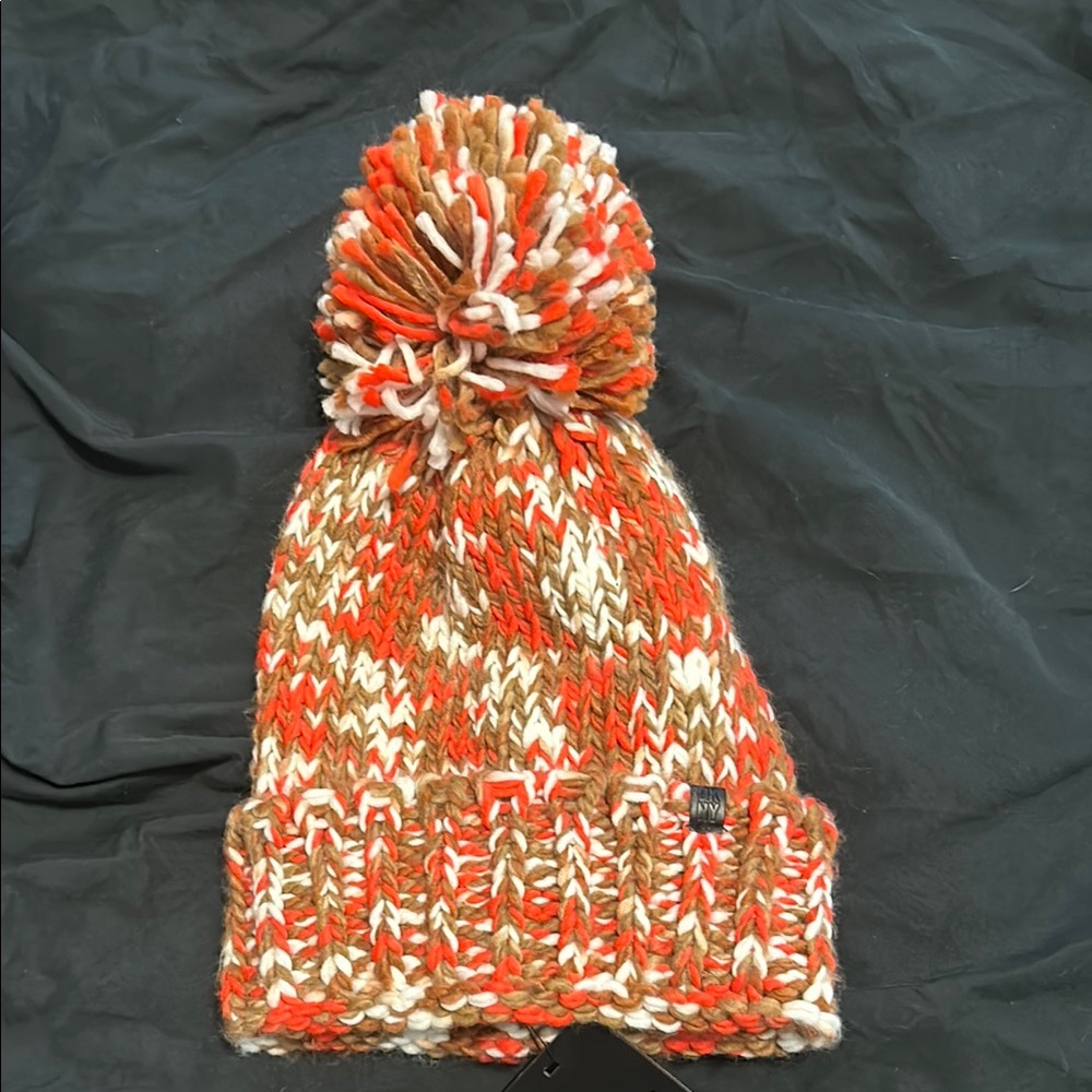 DKNY Multicolor Knit Pom-Pom Hat